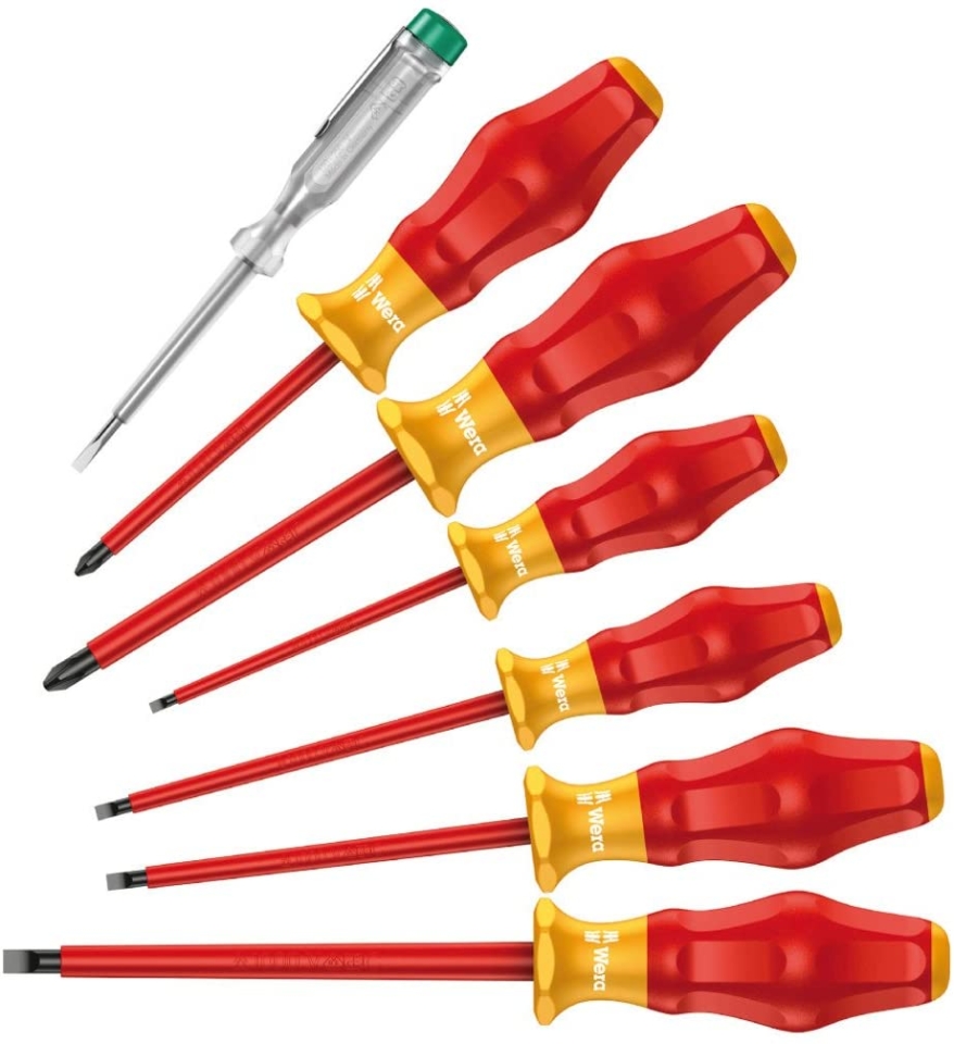 Wera WER031575 Juego de Destornilladores Aislados VDE y Buscapolos con 7 Piezas